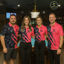 Load image into Gallery viewer, Custom Grunge Black And Red  8 Ball Billiard Shirt For Women, Pool Team Jersey Polo &amp; 1/4 Zip TDM5961