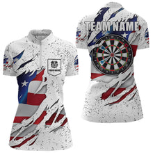 Load image into Gallery viewer, White Grunge US Flag Darts Shirt With Pocket For Women Custom Darts Jersey TDM3211
