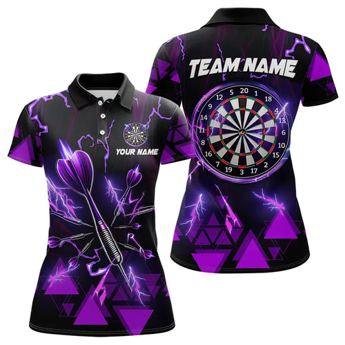 Purple Darts Arrow Thunder Lightning Dart Shirts For Women Custom Dart Team Jerseys Polo & 1/4 Zip TDM3764