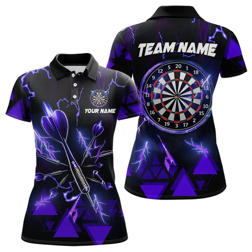 Blue Darts Arrow Thunder Lightning Dart Shirts For Women Custom Dart Team Jerseys Polo & 1/4 Zip TDM3765