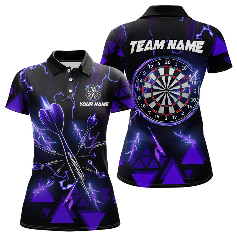 Blue Darts Arrow Thunder Lightning Dart Shirts For Women Custom Dart Team Jerseys Polo & 1/4 Zip TDM3765