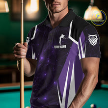 Load image into Gallery viewer, Custom 8 Ball Pool Billiard Shirt For Men, Purple Geometric Billiard Team Jersey Polo &amp; 1/4 Zip TDM6129