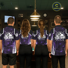 Load image into Gallery viewer, Custom 8 Ball Pool Billiard Shirt For Women, Purple Geometric Billiard Team Jersey Polo &amp; 1/4 Zip TDM6129