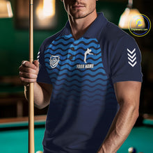 Load image into Gallery viewer, Blue 8 Ball Pool Billiard Jersey For Men Custom Polo &amp; Quarter Zip Billiard Shirt For Team TDM6131