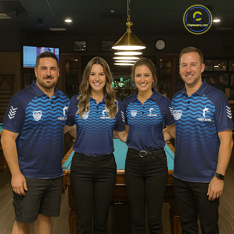 Blue 8 Ball Pool Billiard Jersey For Women Custom Polo & Quarter Zip Billiard Shirt For Team TDM6131