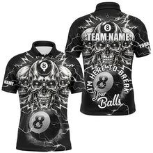 Load image into Gallery viewer, I&#39;m Here To Break Your Balls Custom Billiard Shirts For Men, Funny Skull 8 Ball Billiard Jerseys TDM1858