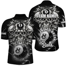 Load image into Gallery viewer, I&#39;m Here To Break Your Balls Custom Billiard Shirts For Men, Funny Skull 8 Ball Billiard Jerseys TDM1858