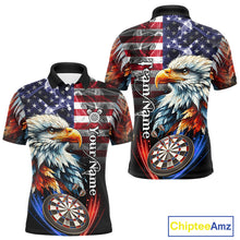 Load image into Gallery viewer, American Flag Smoke Eagle Darts Shirt For Men Custom Patriotic Darts Jersey Team Polo, 1/4 Zip TDM5256