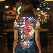 Load image into Gallery viewer, American Flag Smoke Rooster Darts Shirt For Women Custom Patriotic Darts Jersey Team Polo, 1/4 Zip TDM5257