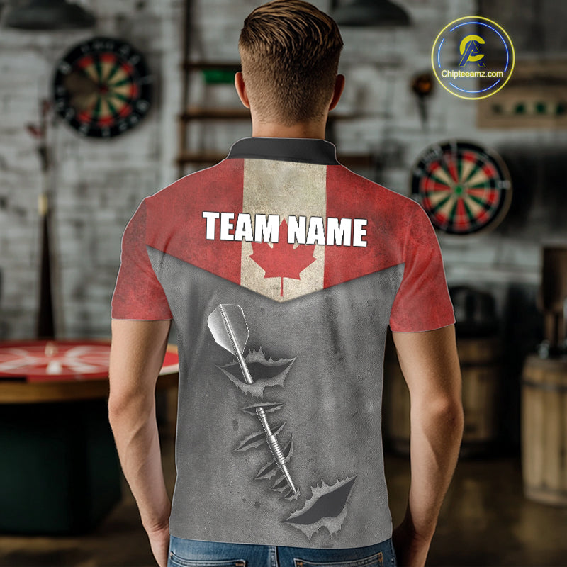 Personalized Canada Flag Steel Tip Dart Polo & 1/4 Zip For Men Custom Canada Darts Team Jersey TDM5261