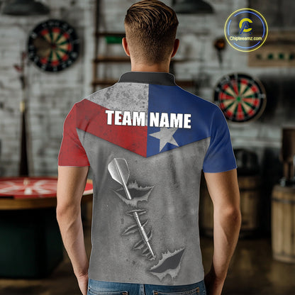 Personalized Texas Flag Steel Tip Dart Polo & 1/4 Zip For Men Custom Texas Darts Team Jersey TDM5262