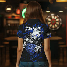 Load image into Gallery viewer, Personalized Wolf Lightning Darts Polo &amp; Quarter Zip Custom Dart Shirts For Women Darts Jerseys |Blue TDM3610