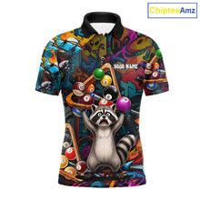 Load image into Gallery viewer, Colorful Billiard Jersey Custom Funny Raccoon Graffiti Billiard Polo &amp; Quarter Zip Shirts For Men TDM6565