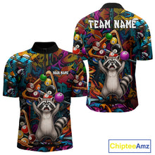 Load image into Gallery viewer, Colorful Billiard Jersey Custom Funny Raccoon Graffiti Billiard Polo &amp; Quarter Zip Shirts For Men TDM6565
