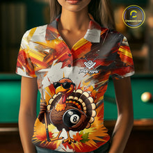 Load image into Gallery viewer, Personalized Funny Turkey 8 Ball Billiard Shirt For Women Custom Thanksgiving Pool Team Jersey TDM5049