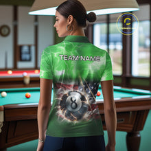 Load image into Gallery viewer, Green American Flag Thunder Lightning 8 Ball Billiard Shirt For Women Custom Pool Team Jersey TDM5265
