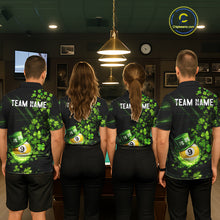 Load image into Gallery viewer, Green Luckiest Shamrock 9 Ball Billiard Shirt For Women Custom St Patrick Day Pool Team Jersey TDM5779