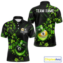 Load image into Gallery viewer, Green Luckiest Shamrock 8 &amp; 9 Ball Billiard Shirt For Men Custom St Patrick Day Pool Team Jersey TDM5780
