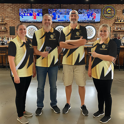 Black And Gold Dartboard Crown Darts Shirt For Women Custom Darts Jersey Team Polo & Quarter Zip TDM6375