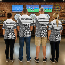 Load image into Gallery viewer, Custom Black And White Grunge Darts Shirt For Men, Darts Team Jersey Polo &amp; 1/4 Zip TDM6143