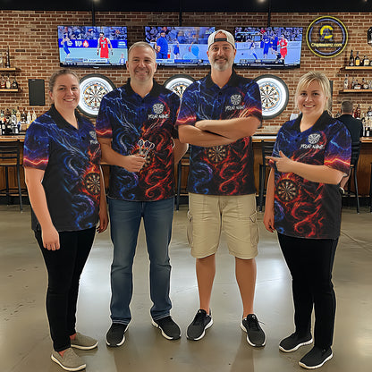 Blue And Red Thunder Lightning Dragon Darts Shirt For Men Custom Darts Team Jersey Polo & 1/4 Zip TDM6577