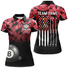 Load image into Gallery viewer, 8 Ball Pool Red Camo Custom Billiard Shirts For Women, Patriotic US Flag Billiard Team Jerseys TDM2312