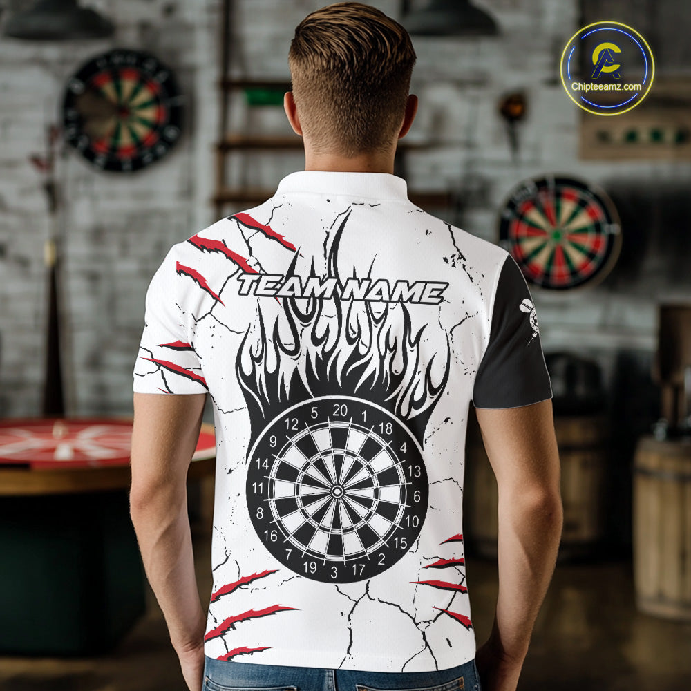 White Black Grunge Wolf Darts Shirts For Men Custom Darts Team Jersey Polo & Quarter Zip TDM5534