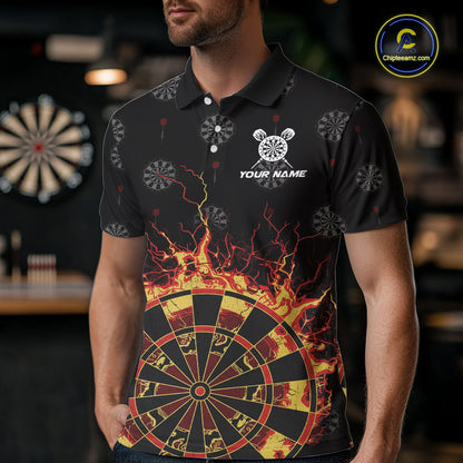 Personalized Flame Darts Polo & Quarter Zip Custom Darts Shirt For Men, Darts Team Jersey TDM5536