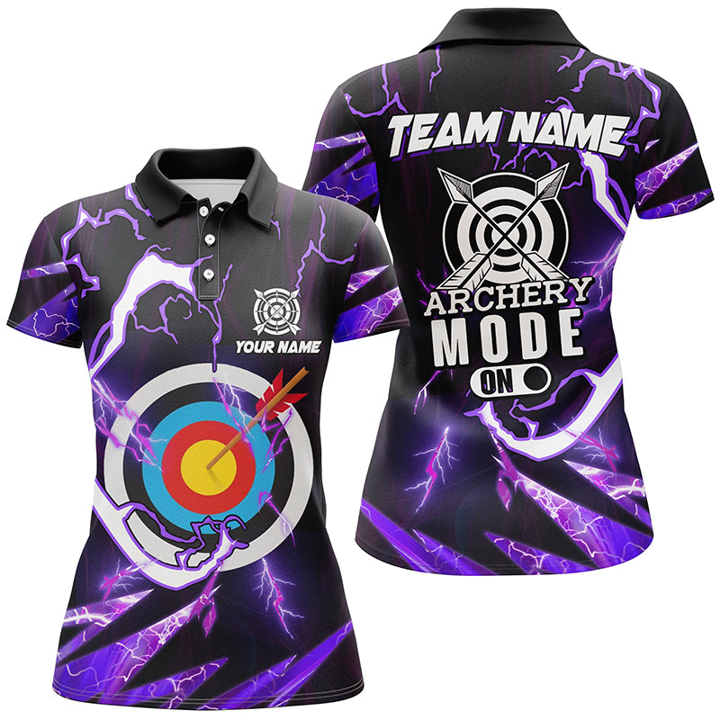 Personalized Purple Thunder Archery Mode On Women Polo Shirts, Custom Archery Jerseys Team Shirts TDM1133