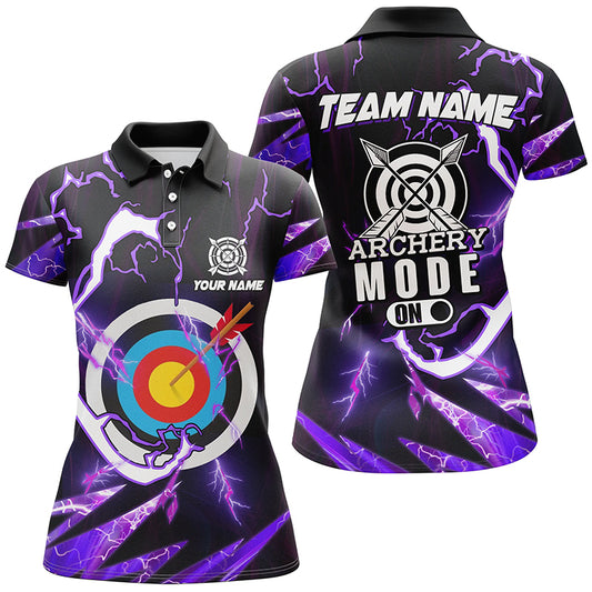 Personalized Purple Thunder Archery Mode On Women Polo Shirts, Custom Archery Jerseys Team Shirts TDM1133