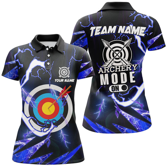 Personalized Blue Thunder Archery Mode On Women Polo Shirts, Custom Archery Jerseys Team Shirts TDM1135