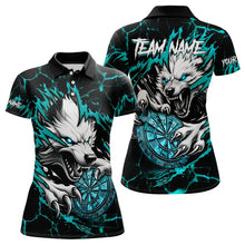 Load image into Gallery viewer, Personalized Wolf Lightning Darts Polo &amp; Quarter Zip Custom Women Dart Shirts Darts Jersey |Turquoise TDM3772