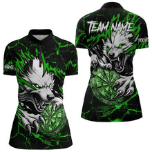 Load image into Gallery viewer, Personalized Wolf Lightning Darts Polo &amp; Quarter Zip Custom Dart Shirts For Women Darts Jersey |Green TDM3773