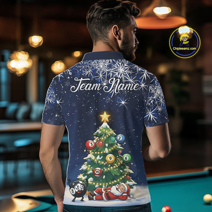 Funny Santa Christmas Billiard Shirts For Men Custom US Flag Xmas Pine Tree Pool Team Shirt TDM5289