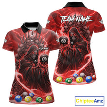 Load image into Gallery viewer, Red Grim Reaper Lightning Billiard Shirt For Women Custom 8 Ball Pool Jersey Team Polo &amp; 1/4 Zip TDM5294