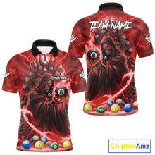 Load image into Gallery viewer, Red Grim Reaper Lightning Billiard Shirt For Men Custom 8 Ball Pool Jersey Team Polo &amp; 1/4 Zip TDM5294
