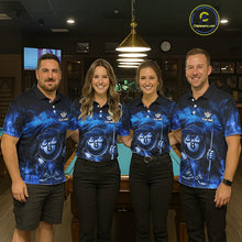 Load image into Gallery viewer, Blue Funny 8 Ball Pool Flame Smoke Billiard Shirt For Women Custom Billiard Team Jersey Uniform TDM5546