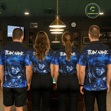 Load image into Gallery viewer, Blue Funny 8 Ball Pool Flame Smoke Billiard Shirt For Women Custom Billiard Team Jersey Uniform TDM5546