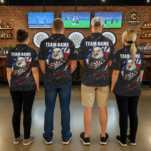 Load image into Gallery viewer, Custom Eagle Darts Jersey For Women, Black Grunge American Flag Patriotic Darts Shirt Polo &amp; 1/4 Zip TDM6405