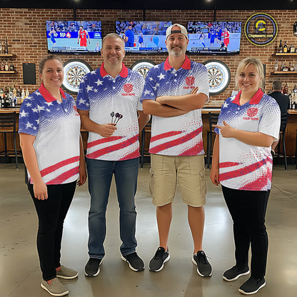 Personalized American Flag Eagle Darts Shirts For Women, Patriotic Darts Jersey Team Polo & 1/4 Zip TDM6406