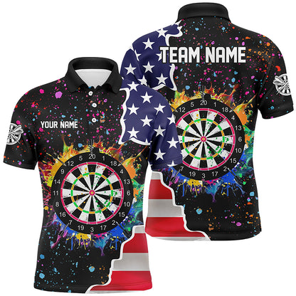 Grunge Colorful Darts Board US Flag Darts Shirts For Men Custom Patriotic Darts Team Jerseys TDM1681