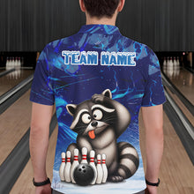 Load image into Gallery viewer, Personalized Blue Funny Raccoon Bowling Shirt For Men Custom Bowling Team Jersey Polo &amp; 1/4 Zip TDM6594