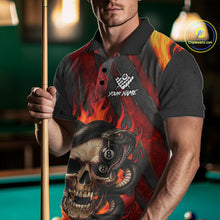Load image into Gallery viewer, Personalized Skull And Snakes Flame Billiard Shirt For Men Custom 8 Ball Pool Team Jersey |Red TDM5084