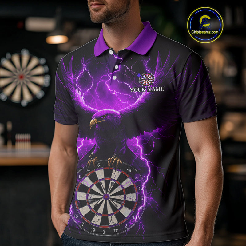 Purple Hawkeye Thunder Lightning Darts Shirt For Men Custom Darts Jersey Team Polo & 1/4 Zip TDM5303