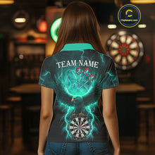 Load image into Gallery viewer, Turquoise Hawkeye Thunder Lightning Darts Shirt For Women Custom Darts Jersey Team Polo &amp; 1/4 Zip TDM5304