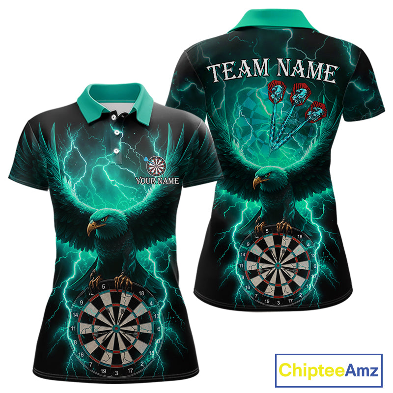 Turquoise Hawkeye Thunder Lightning Darts Shirt For Women Custom Darts Jersey Team Polo & 1/4 Zip TDM5304