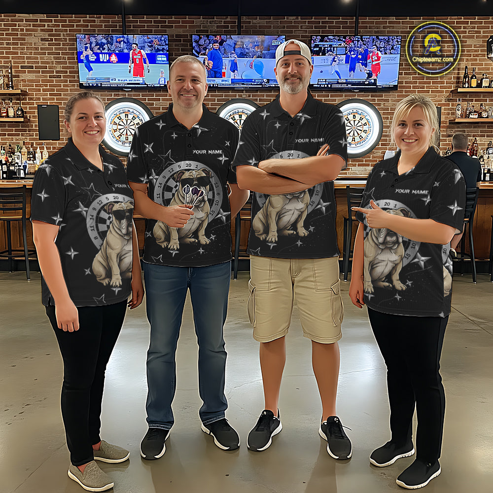 Personalized Funny Bulldog Darts Shirt For Women Custom Star Pattern Dart Jersey Team Polo & 1/4 Zip TDM5554