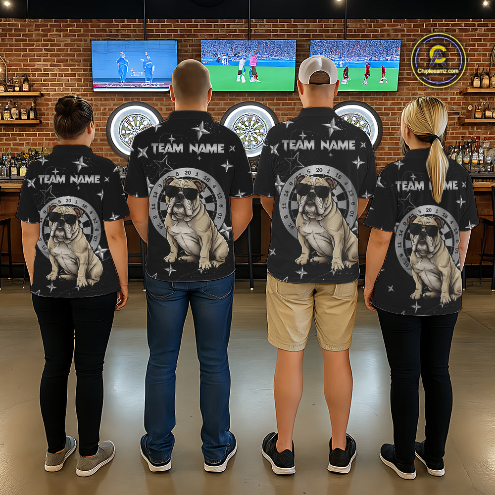 Personalized Funny Bulldog Darts Shirt For Women Custom Star Pattern Dart Jersey Team Polo & 1/4 Zip TDM5554