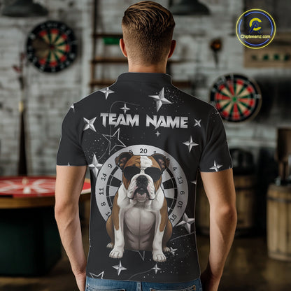 Personalized Funny Bulldog Darts Shirt For Men Custom Star Pattern Dart Jersey Team Polo & 1/4 Zip TDM5555