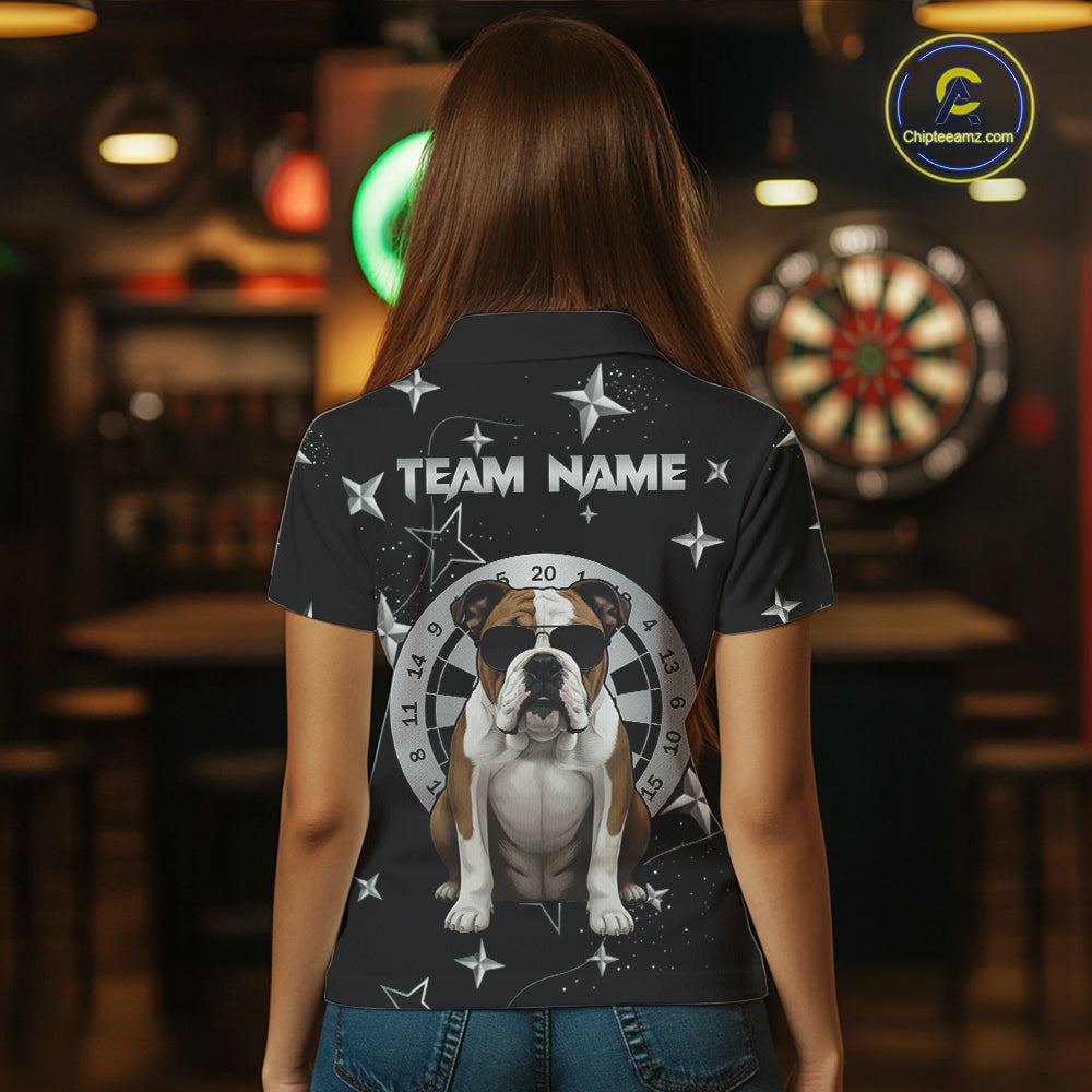 Personalized Funny Bulldog Darts Shirt For Women Custom Star Pattern Dart Jersey Team Polo & 1/4 Zip TDM5555